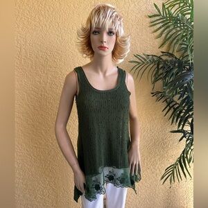 CUPIO green crochet tank style tunic top